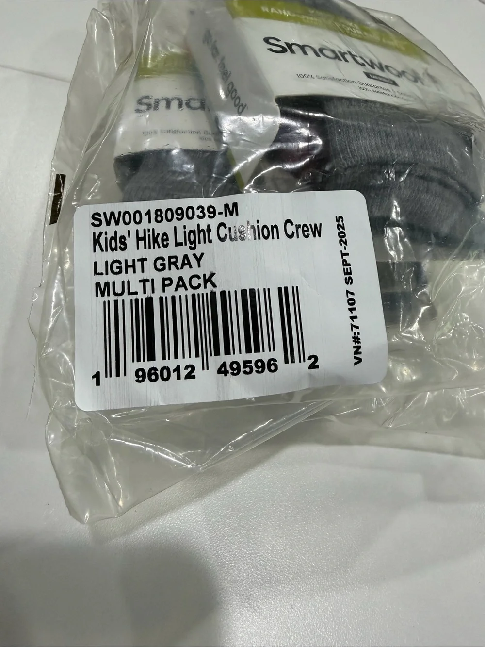 SmartWool Kids Medium Light Cushion Hiking Socks 3-Pack Crew Grey Red NWT